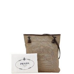 Prada Jacquard Shoulder Bag BT0551 Beige Brown Canvas Leather Women's PRADA