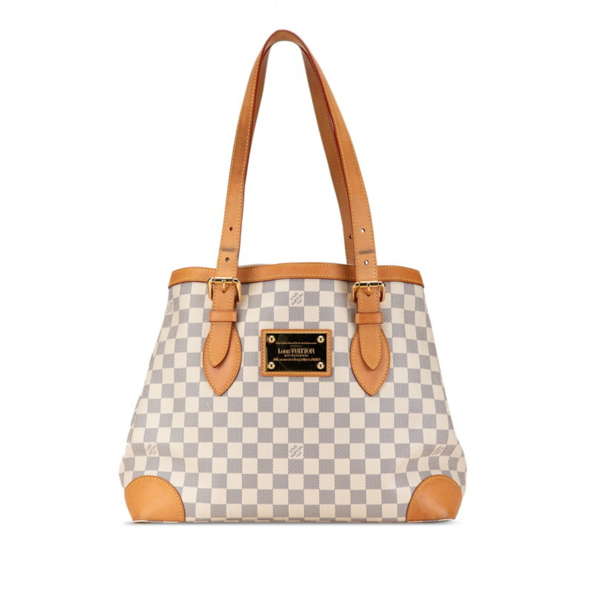 Louis Vuitton Damier Azur Hampstead MM Shoulder Bag Tote N51206 White PVC Leather Women's LOUIS VUITTON