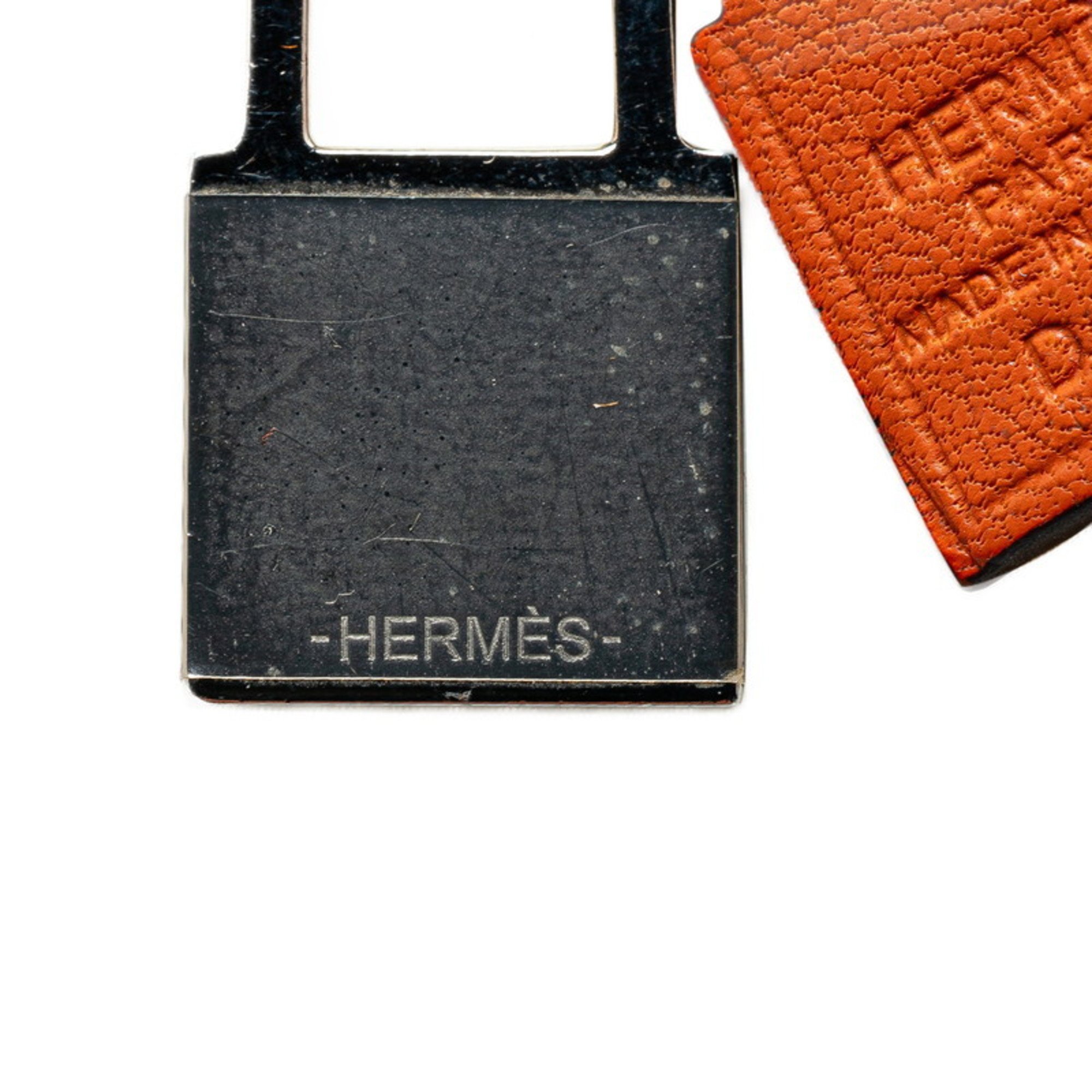 Hermes O'Kelly PM Padlock Motif Necklace Silver Orange Metal Swift Women's HERMES