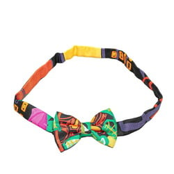 Hermes Nou Papillon Ribbon Bow Tie Green Red Multicolor Silk Women's HERMES