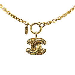 Chanel Matelasse Coco Mark Necklace Gold Plated Women's CHANEL