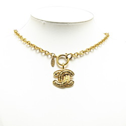 Chanel Matelasse Coco Mark Necklace Gold Plated Women's CHANEL