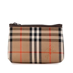 Burberry Nova Check Pouch Beige Brown Canvas Women's BURBERRY