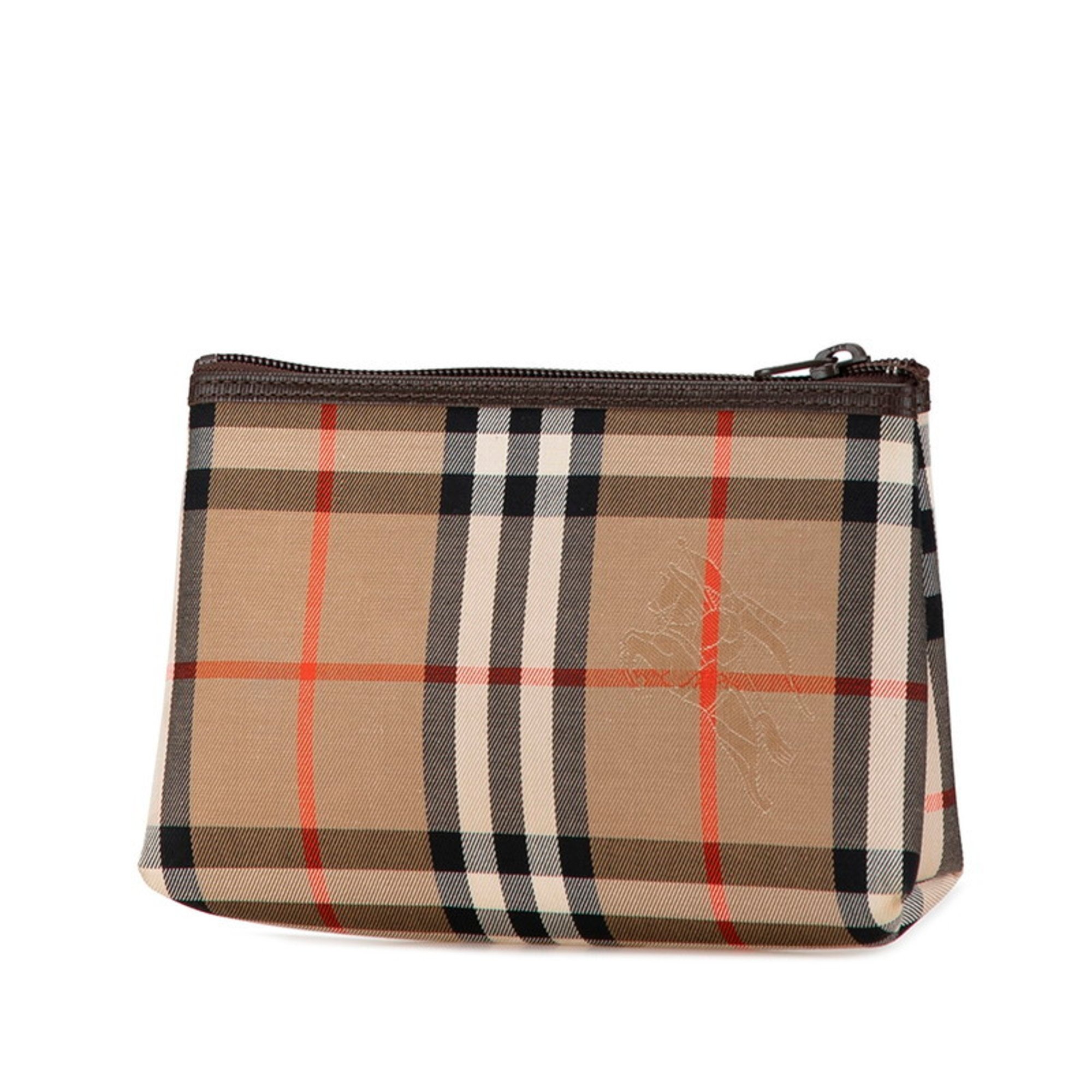 Burberry Nova Check Pouch Beige Brown Canvas Women's BURBERRY