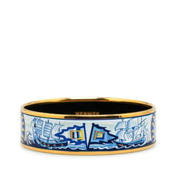 Hermes enamel GM cloisonné sailboat pattern bangle gold light blue plating women's HERMES