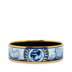 Hermes enamel GM cloisonné sailboat pattern bangle gold light blue plating women's HERMES