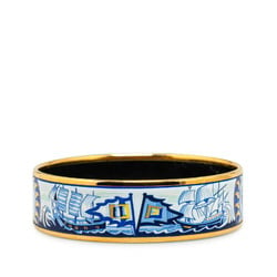 Hermes enamel GM cloisonné sailboat pattern bangle gold light blue plating women's HERMES