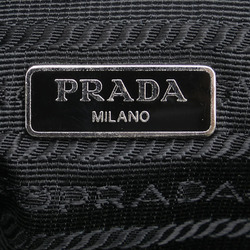 Prada Triangle Plate Pouch Clutch Bag Black Nylon Leather Women's PRADA