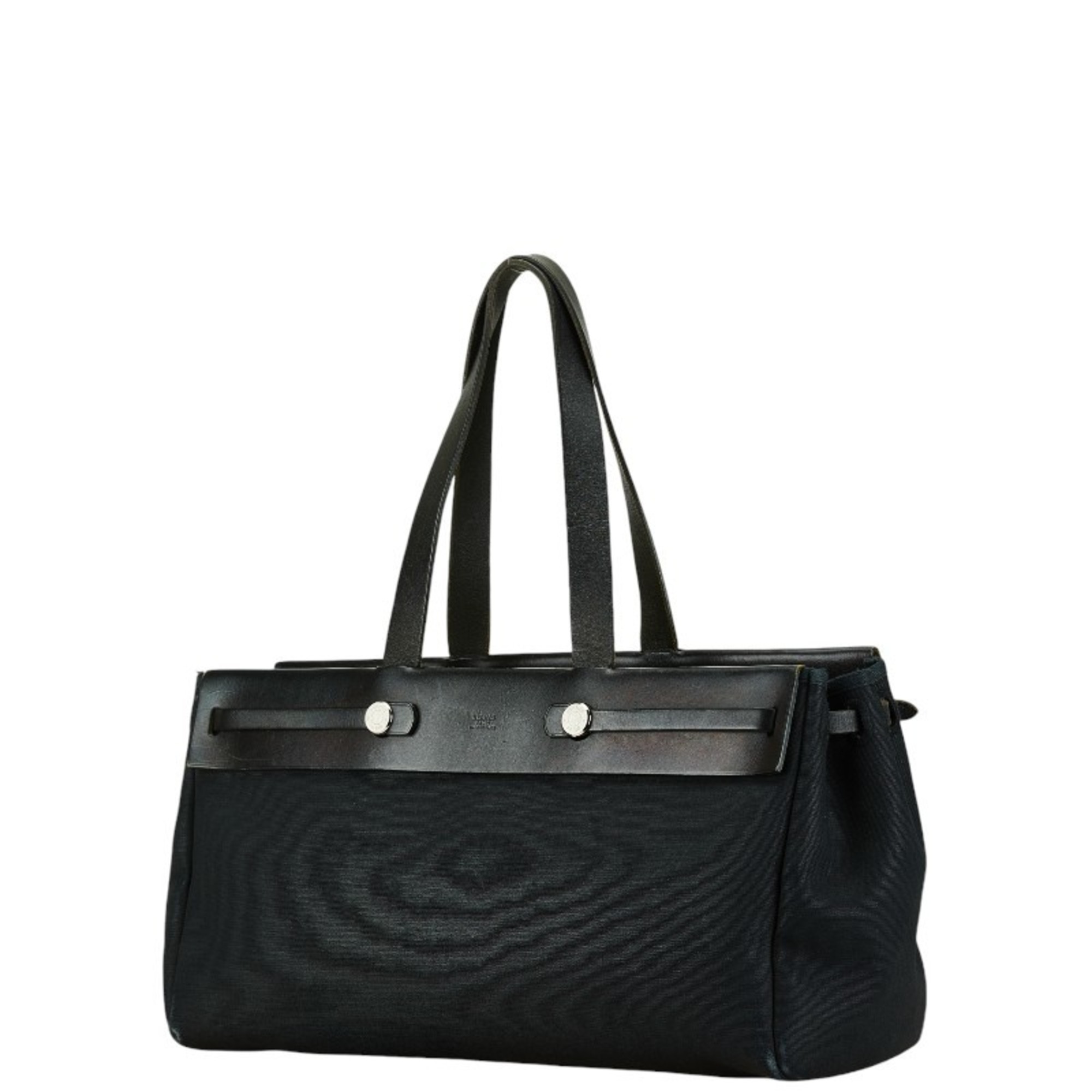 Hermes Airbag Cabas GM Handbag Shoulder Bag Black Toile Officier Women's HERMES