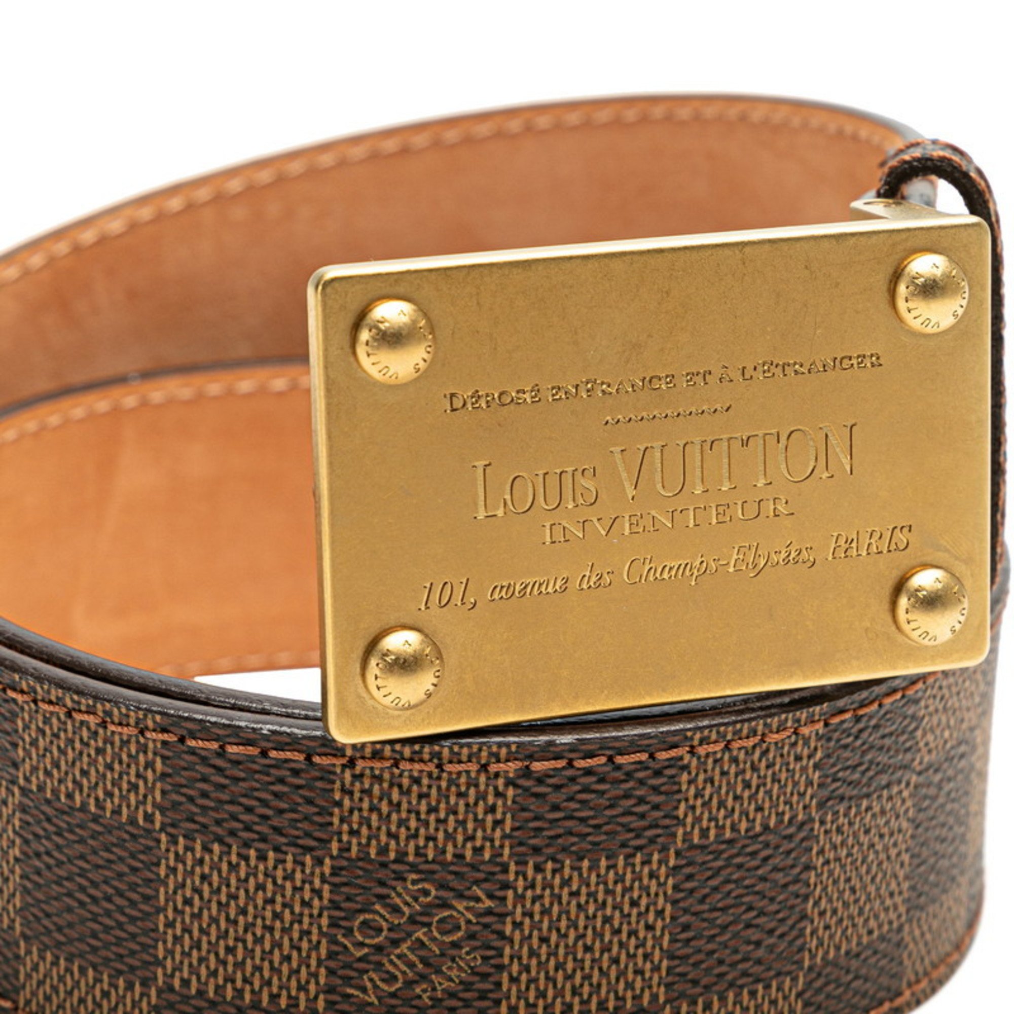 Louis Vuitton Damier Santur Inventour Belt 80/32 M6810 Brown Ebene PVC Women's LOUIS VUITTON