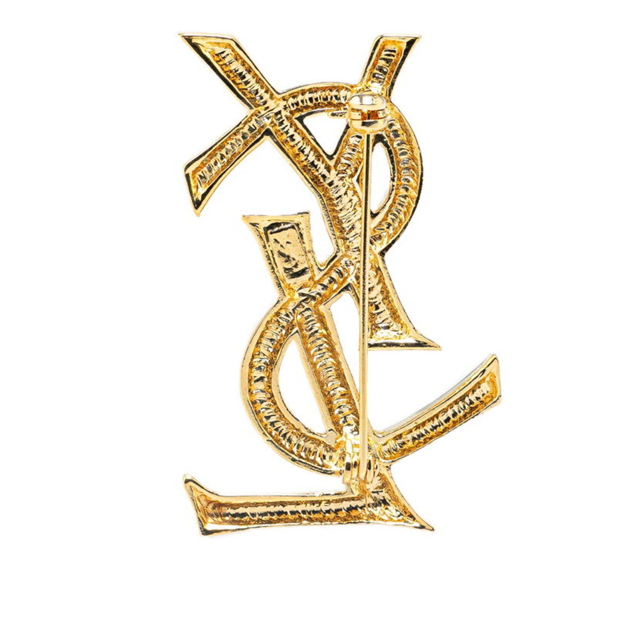 Yves Saint Laurent YSL Brooch Gold Plated Women's SAINT LAURENT