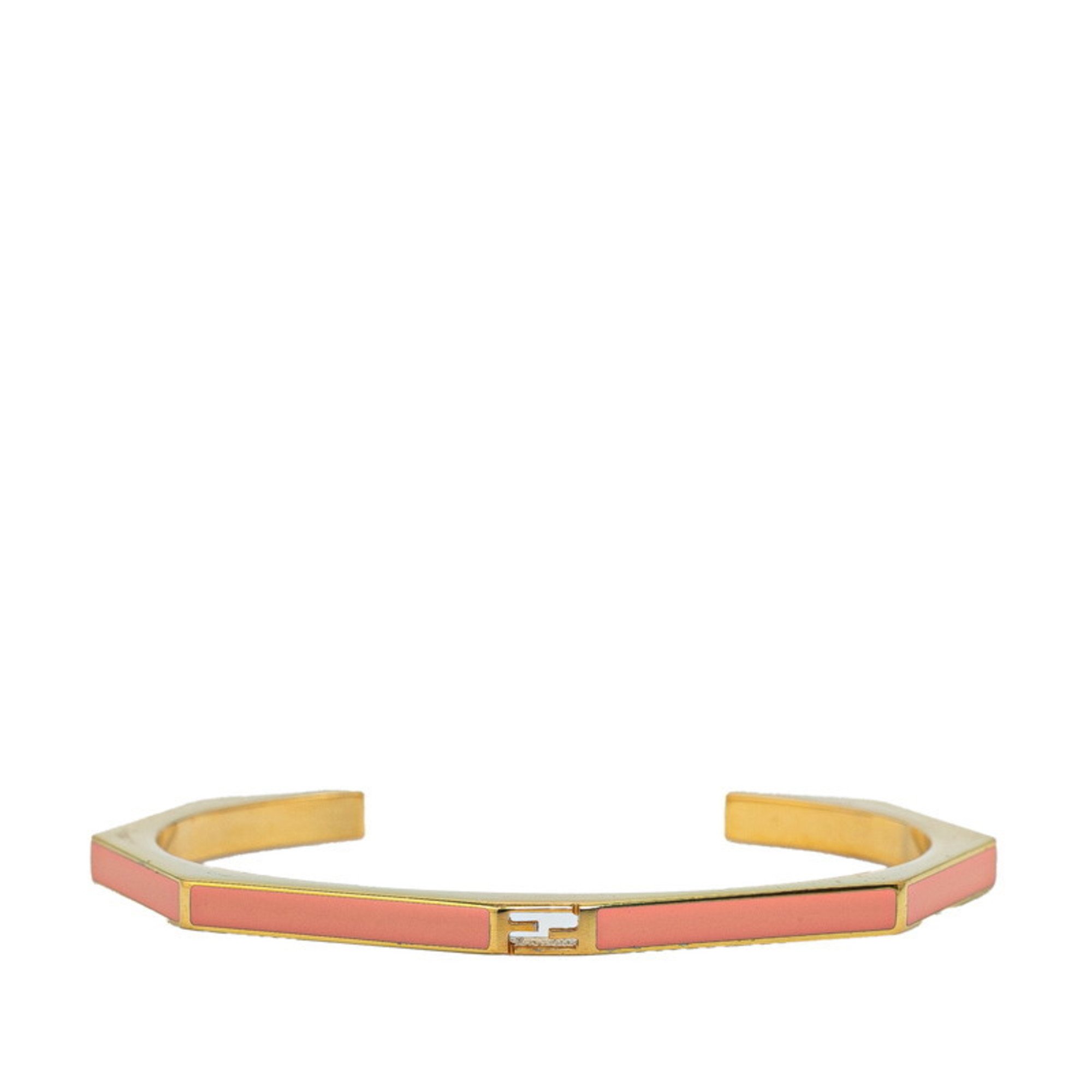 FENDI Bangle Bracelet #M Gold Pink Plated Women's