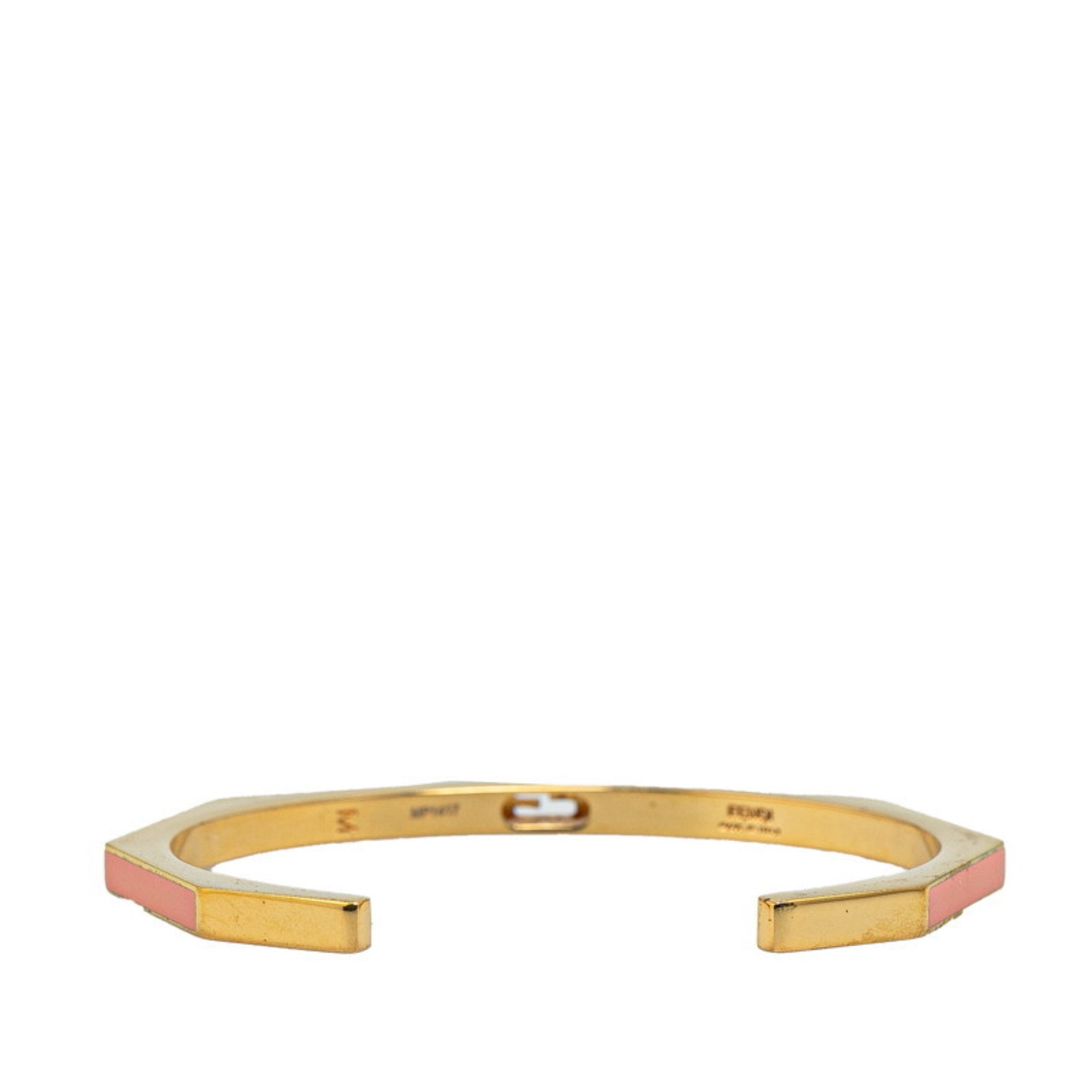 FENDI Bangle Bracelet #M Gold Pink Plated Women's