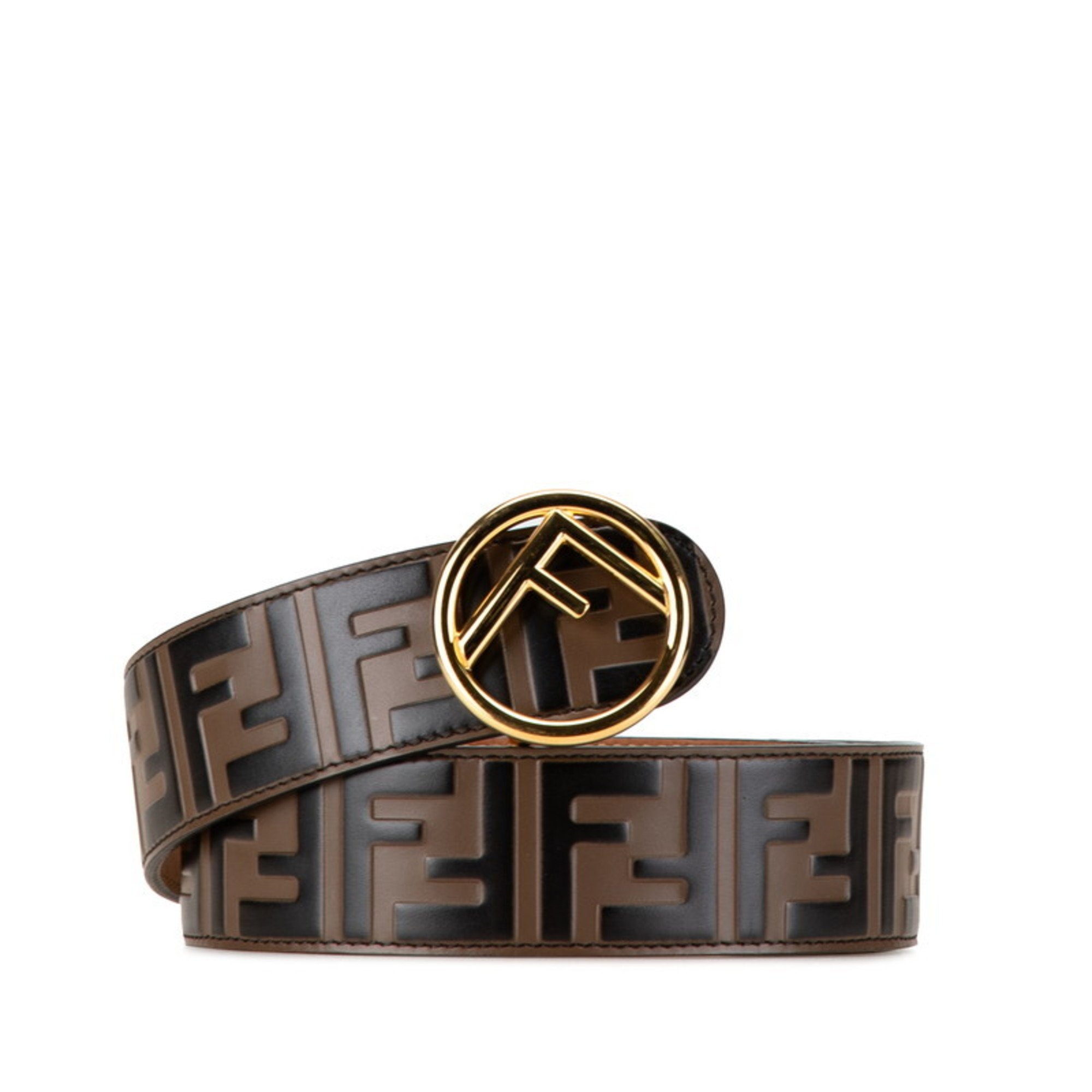 FENDI ZUCCA BELT 80/32 BROWN PVC WOMEN'S