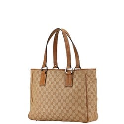 Gucci GG Canvas Handbag Tote Bag 113017 Light Brown Leather Women's GUCCI