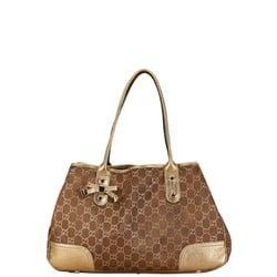 Gucci GG Canvas Princess Bow Tote Bag Shoulder 163805 Gold Brown Leather Women's GUCCI