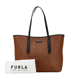 Furla Ariana Tote Bag Shoulder Brown Black PVC Leather Women's