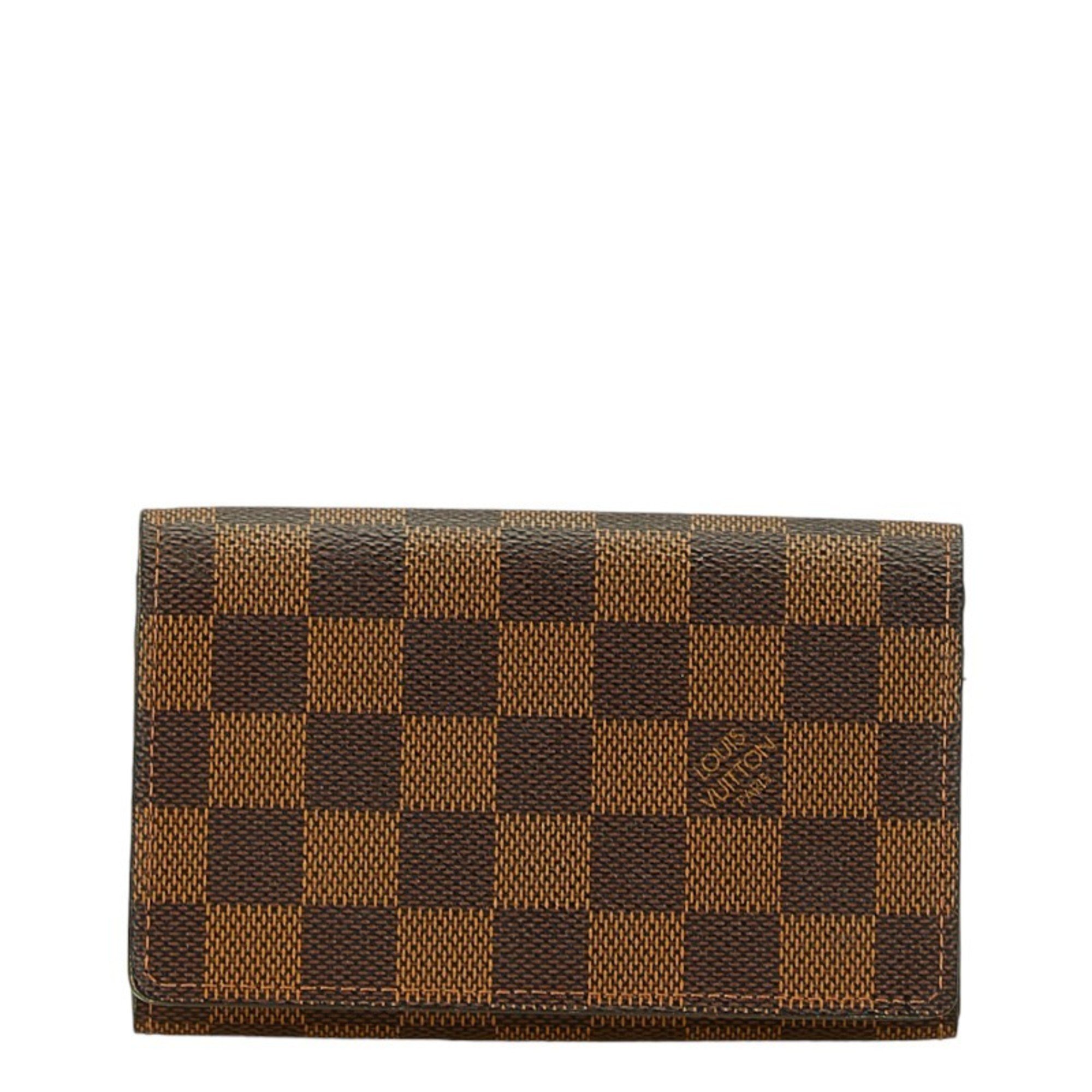 Louis Vuitton Damier Portefeuille Tresor Bi-fold Wallet N61736 Brown PVC Leather Women's LOUIS VUITTON