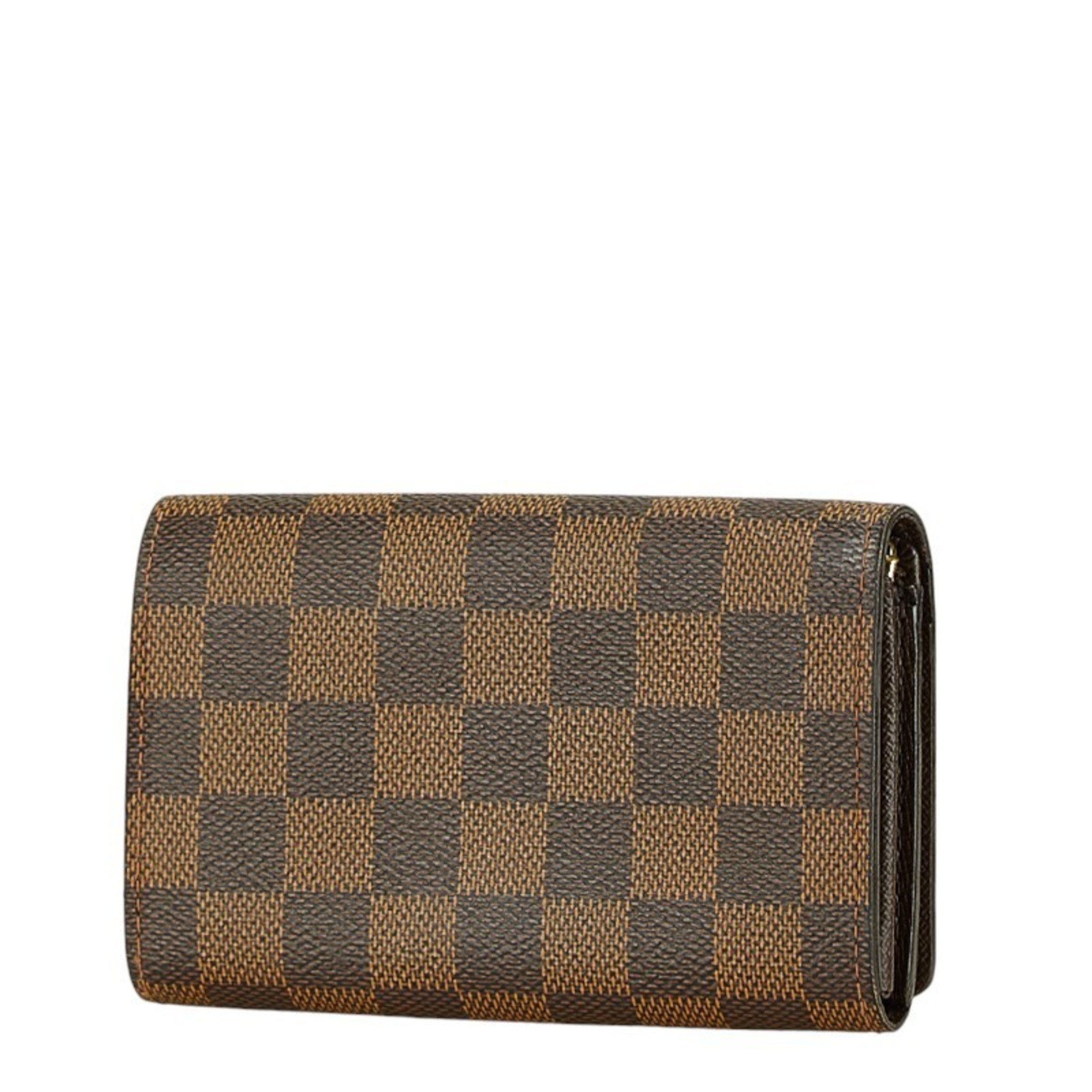 Louis Vuitton Damier Portefeuille Tresor Bi-fold Wallet N61736 Brown PVC Leather Women's LOUIS VUITTON