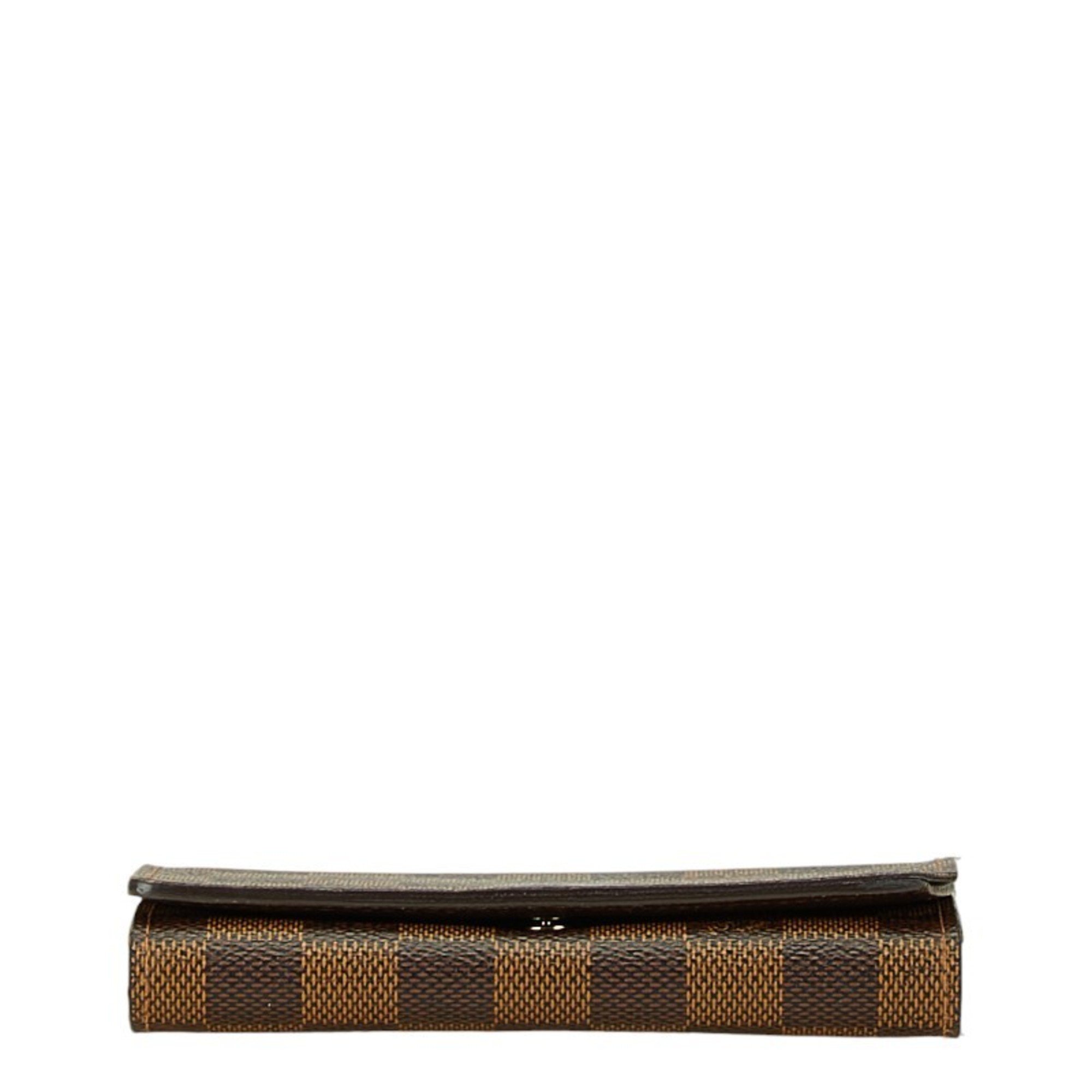 Louis Vuitton Damier Portefeuille Tresor Bi-fold Wallet N61736 Brown PVC Leather Women's LOUIS VUITTON