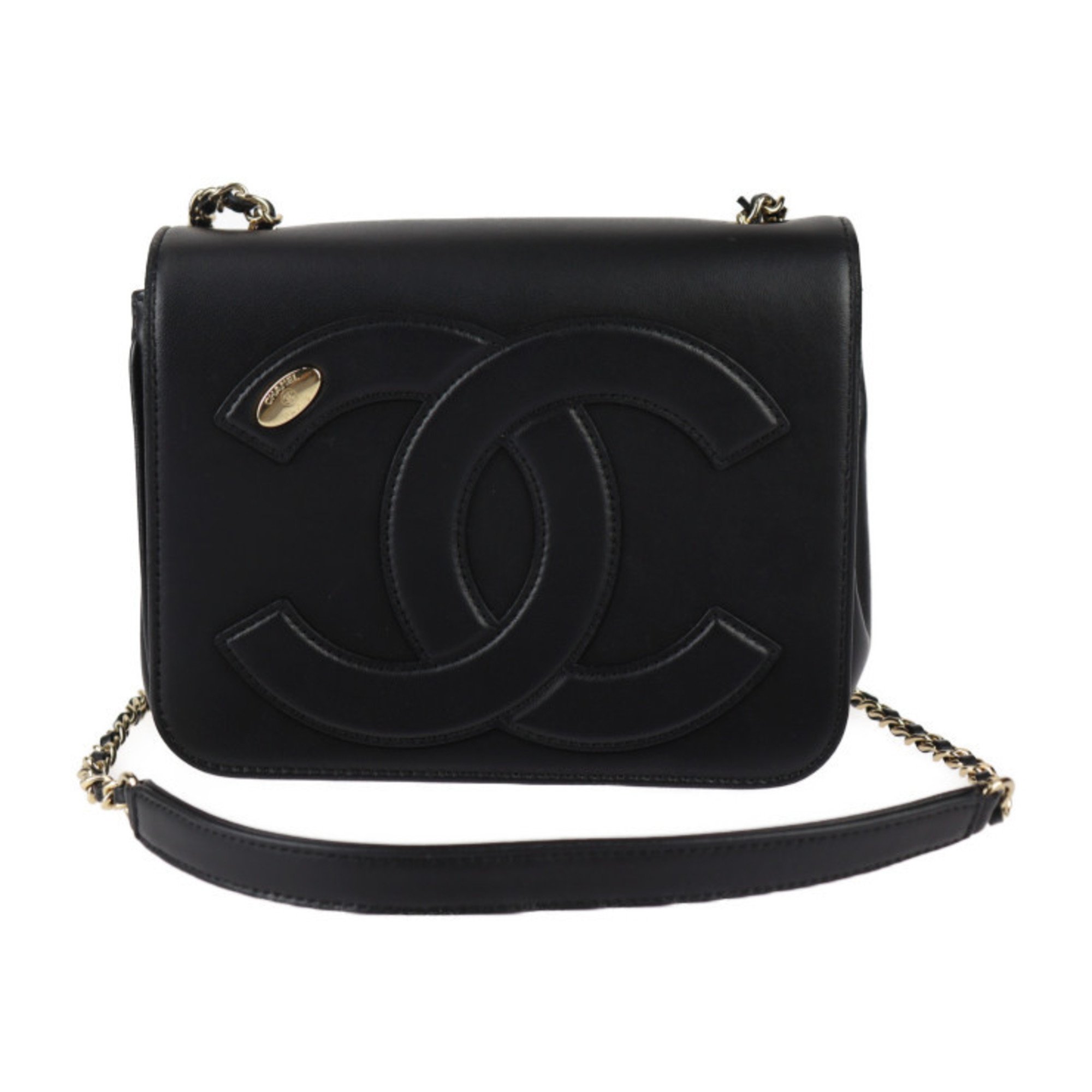 CHANEL Chanel Chain Shoulder Bag AS0321 Calfskin Black Coco Mark Crossbody