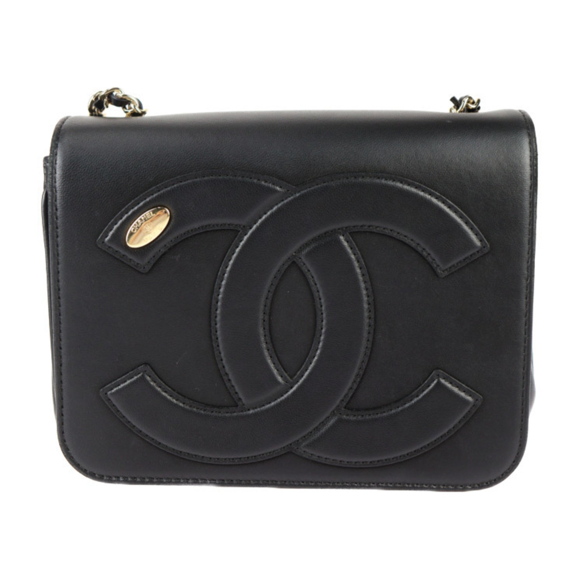 CHANEL Chanel Chain Shoulder Bag AS0321 Calfskin Black Coco Mark Crossbody