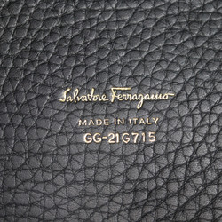 Salvatore Ferragamo Gancini Handbag 21 G715 Leather Black Punching Shoulder Bag