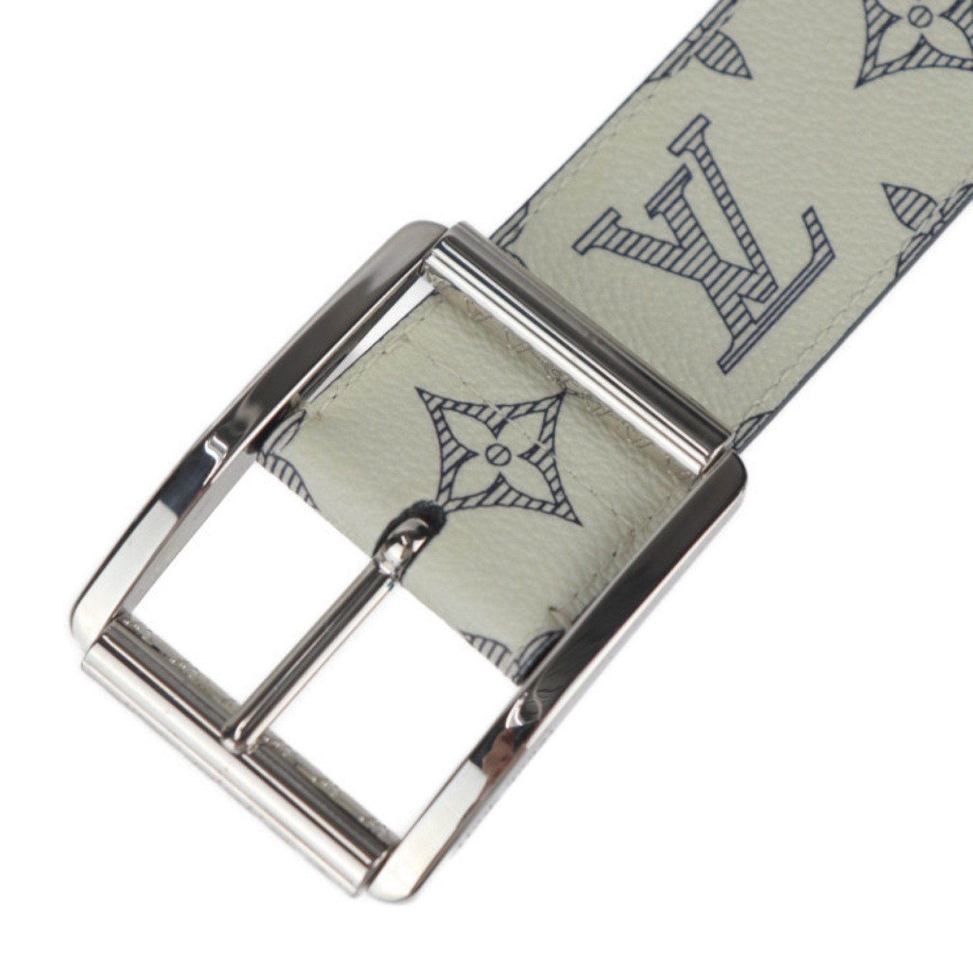 LOUIS VUITTON Louis Vuitton Santur Reverso Belt MP010V Monogram Savannah Cream Navy Animal Print