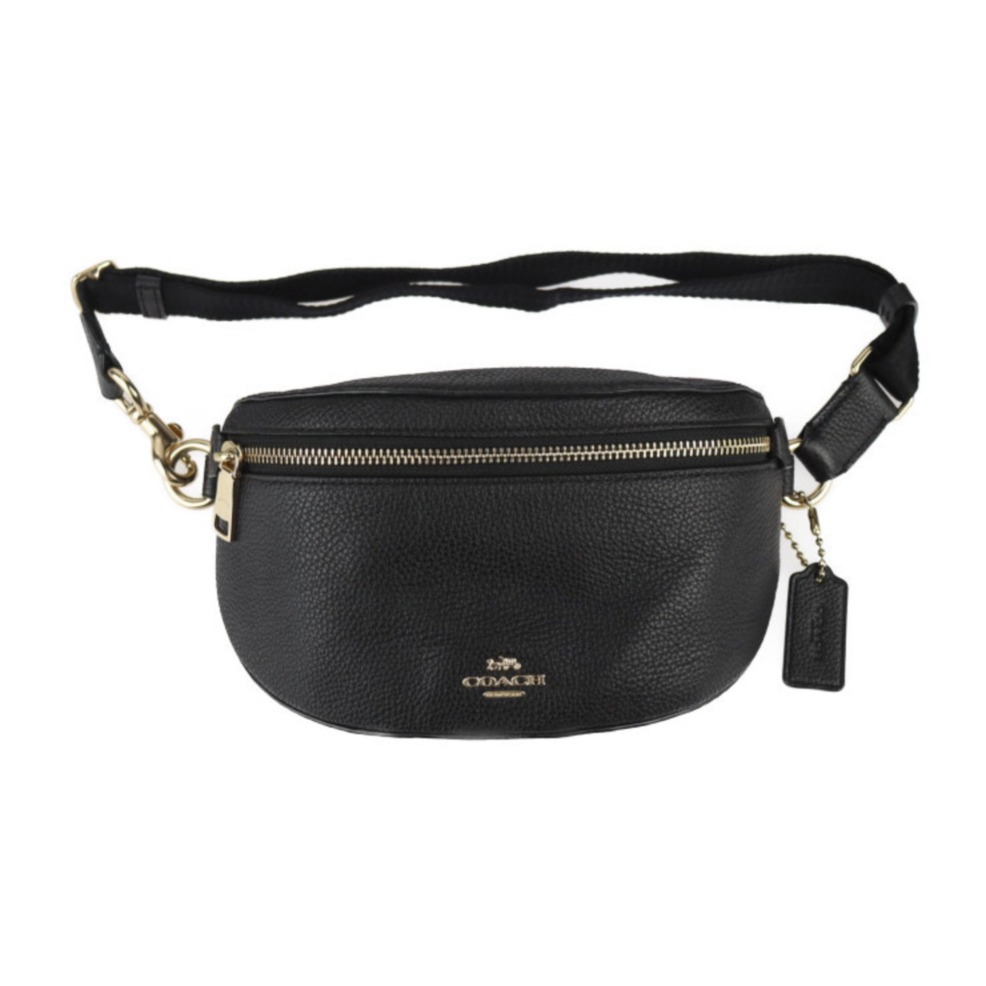 COACH Body Bag Waist 39939 Leather Black Shoulder