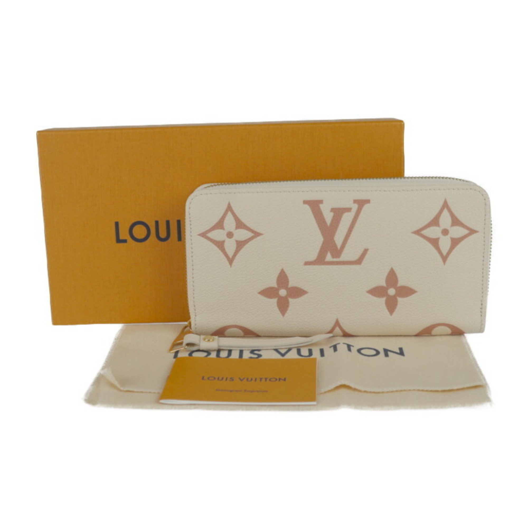 LOUIS VUITTON Louis Vuitton Zippy Wallet Long M81914 Monogram Empreinte Cream Rose Trianon Round