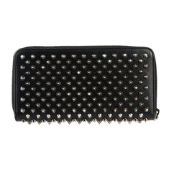 Christian Louboutin PANETTONE Long Wallet 1175099 Leather Black Silver Red Round Spike Studs