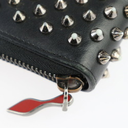 Christian Louboutin PANETTONE Long Wallet 1175099 Leather Black Silver Red Round Spike Studs