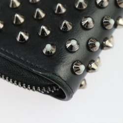 Christian Louboutin PANETTONE Long Wallet 1175099 Leather Black Silver Red Round Spike Studs