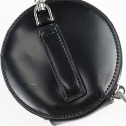 PRADA Prada Round Pouch Wallet/Coin Case 1TL431 Leather Black Coin Purse Triangle Plate