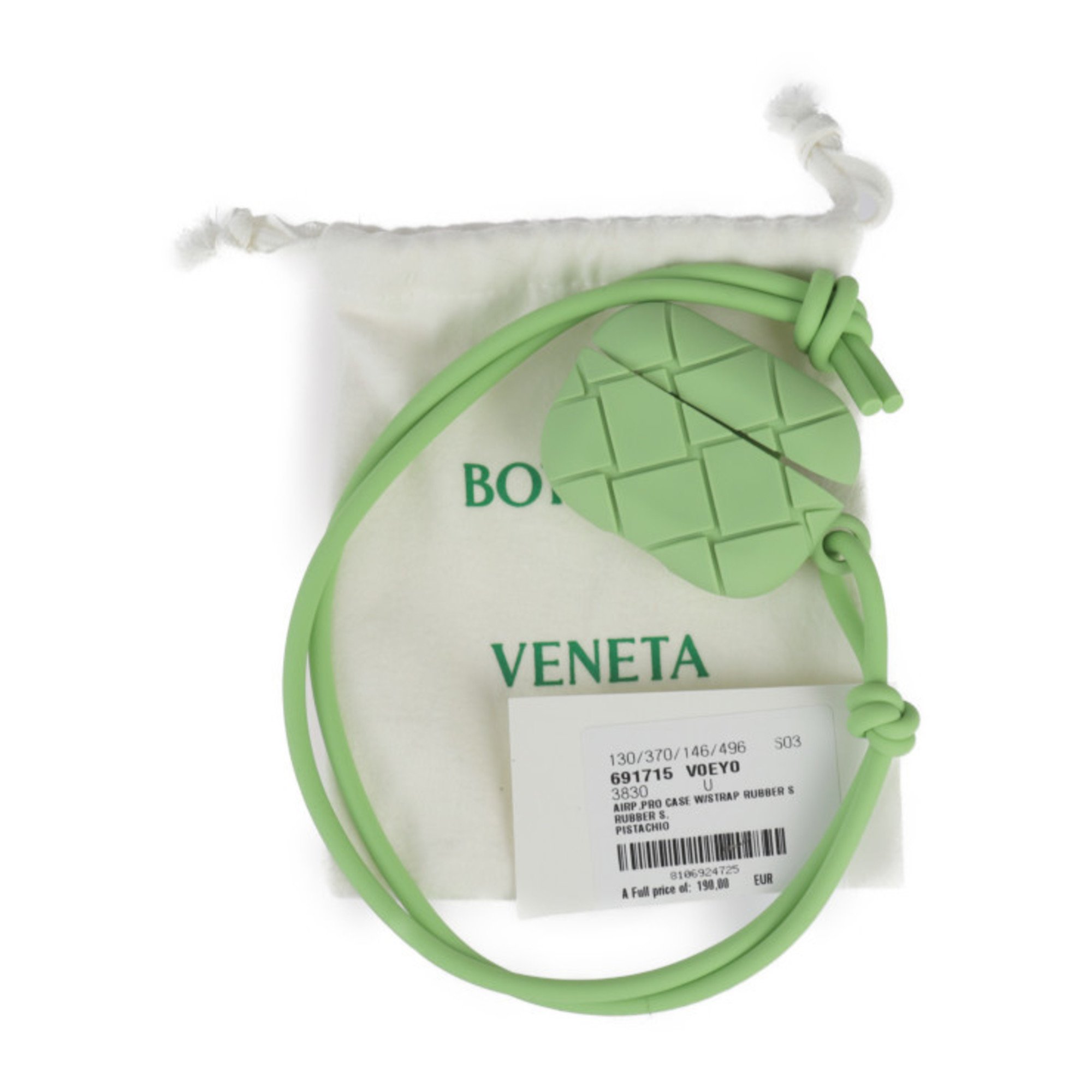 BOTTEGA VENETA Airpods Pro Case, Small Item, 691715, Rubber, Pistachio, Green, with Strap, Earphone Cover