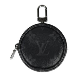 LOUIS VUITTON Louis Vuitton Porte Cle Round Monogram Eclipse Wallet/Coin Case M62796 Leather Black Grey Coin Purse Key Bag Charm