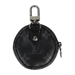 LOUIS VUITTON Louis Vuitton Porte Cle Round Monogram Eclipse Wallet/Coin Case M62796 Leather Black Grey Coin Purse Key Bag Charm