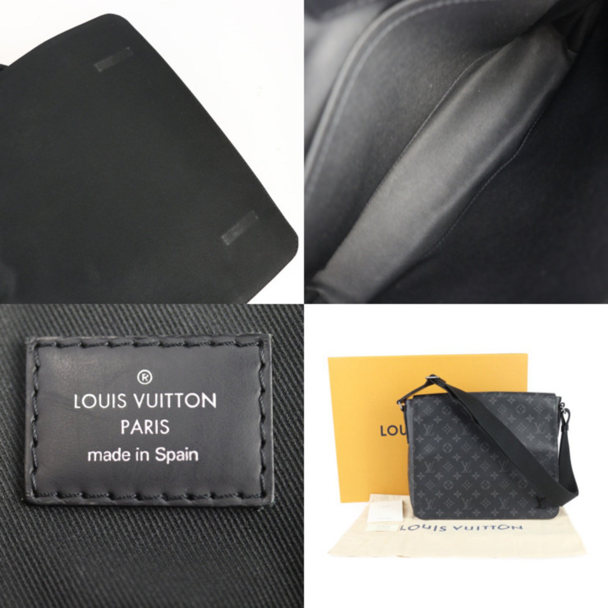 LOUIS VUITTON Louis Vuitton District MM NM Shoulder Bag M44001 Monogram Eclipse Leather Black Grey