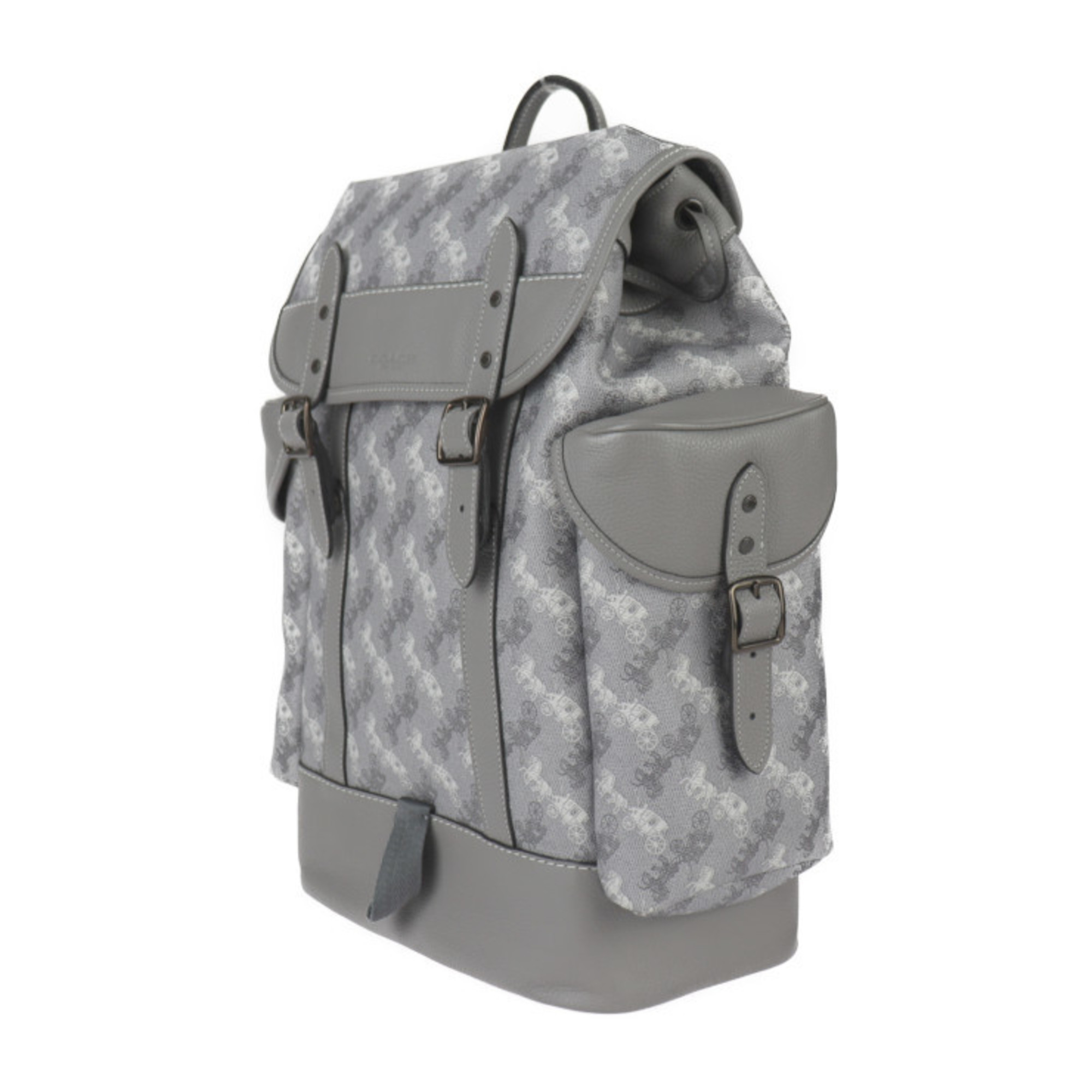 COACH Hitch Backpack with Horse and Carriage Print Rucksack/Daypack 4072 Leather Grey