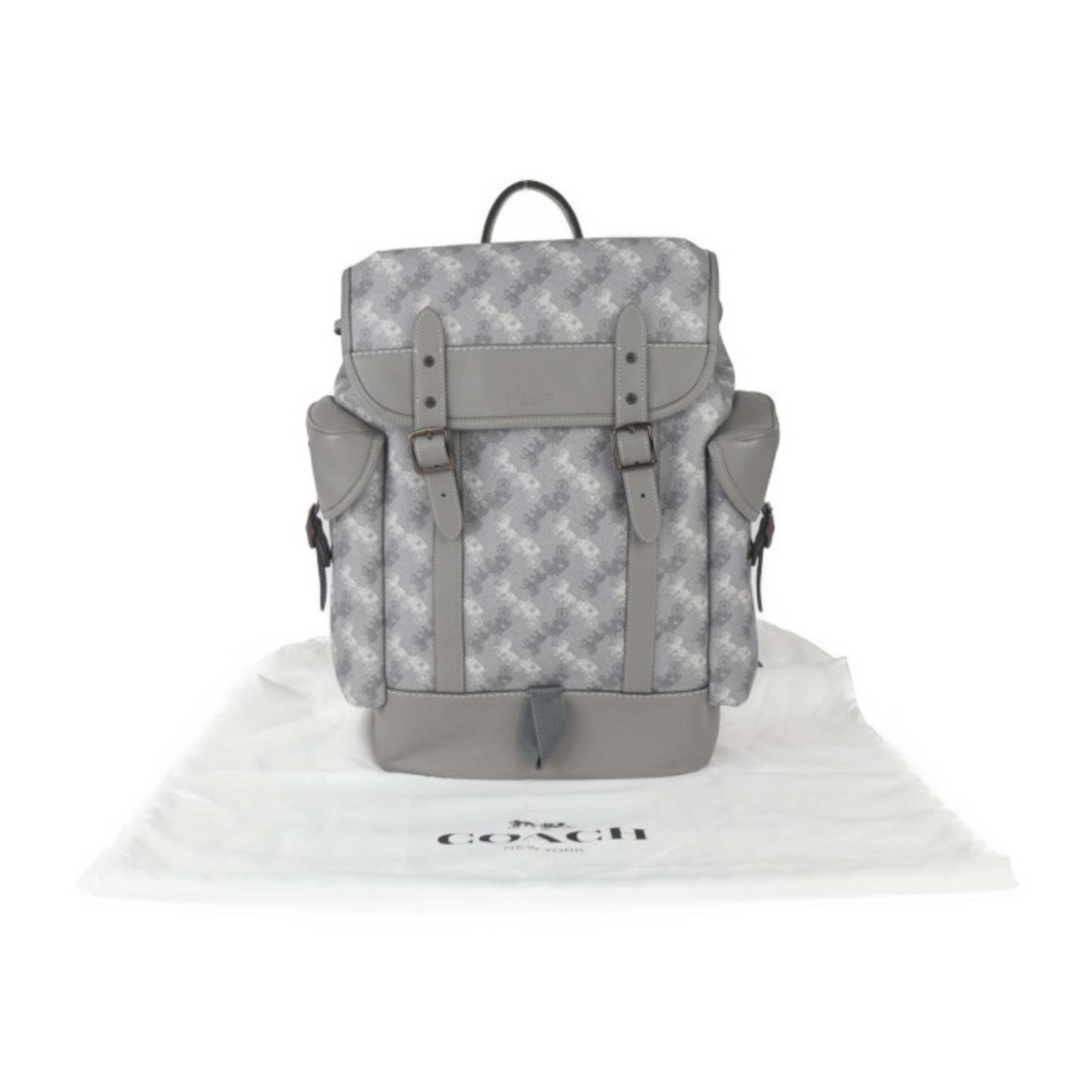 COACH Hitch Backpack with Horse and Carriage Print Rucksack/Daypack 4072 Leather Grey