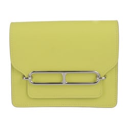 HERMES Hermes Lauris Luli Bi-fold Wallet 082212CKAK Evercolor Lime Blanc Compact Pouch U Engraved