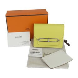 HERMES Hermes Lauris Luli Bi-fold Wallet 082212CKAK Evercolor Lime Blanc Compact Pouch U Engraved