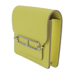 HERMES Hermes Lauris Luli Bi-fold Wallet 082212CKAK Evercolor Lime Blanc Compact Pouch U Engraved