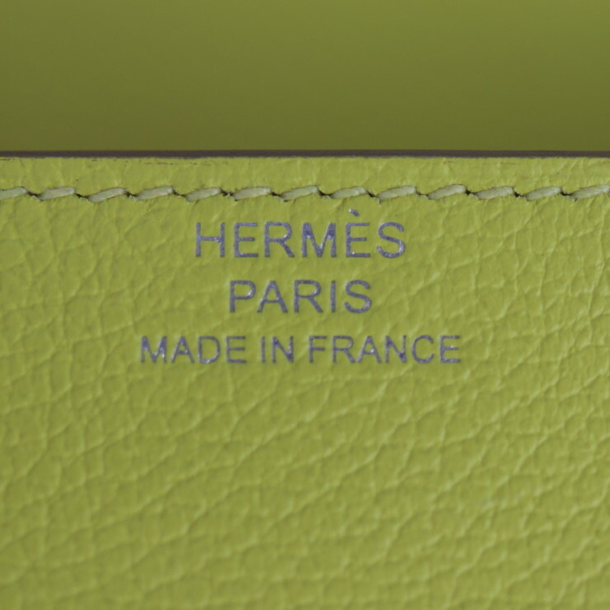 HERMES Hermes Lauris Luli Bi-fold Wallet 082212CKAK Evercolor Lime Blanc Compact Pouch U Engraved