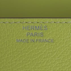 HERMES Hermes Lauris Luli Bi-fold Wallet 082212CKAK Evercolor Lime Blanc Compact Pouch U Engraved