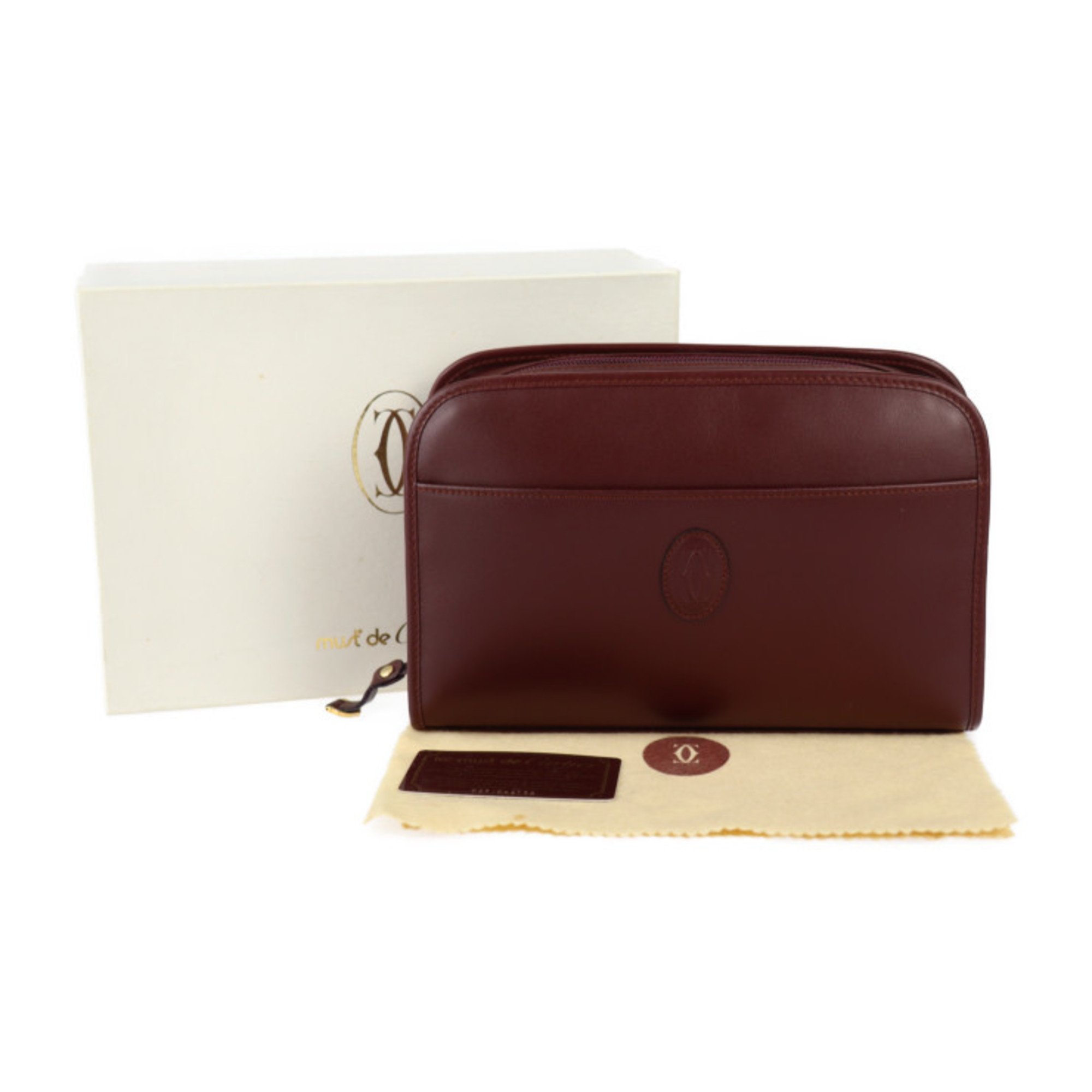 CARTIER Must Line Second Bag L3000042 Leather Bordeaux Clutch