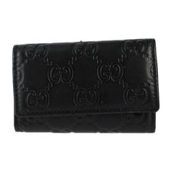 GUCCI 6-Key Case Guccissima Key 138093 Leather Black Tri-Fold