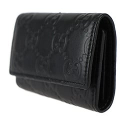 GUCCI 6-Key Case Guccissima Key 138093 Leather Black Tri-Fold