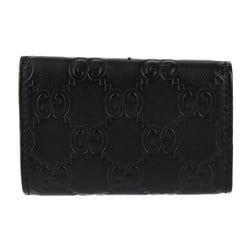 GUCCI 6-Key Case Guccissima Key 138093 Leather Black Tri-Fold