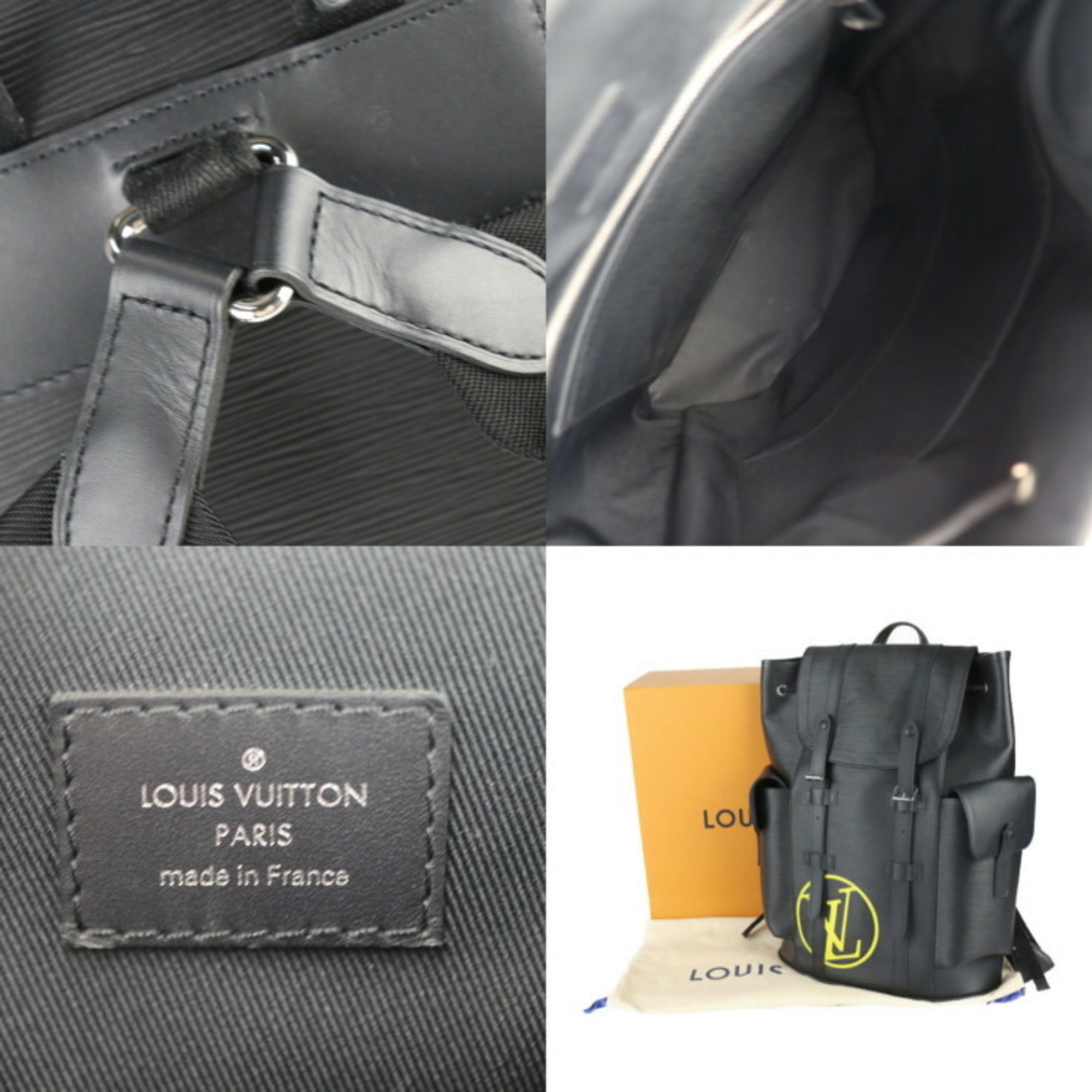 LOUIS VUITTON Louis Vuitton Christopher PM Backpack/Daypack M55138 Epi Leather Black Yellow Backpack